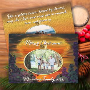 Cartes Pour Fêtes Annuelles Joyeux Noël Famille Coucher de soleil 2584