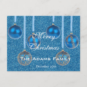 Cartes Pour Fêtes Annuelles Joyeux Noël Famille Décembre 2016 Bauble Blue