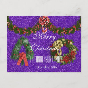 Cartes Pour Fêtes Annuelles Joyeux Noël Famille Décembre 2016 Wreath Purple