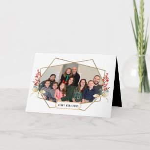 Cartes Pour Fêtes Annuelles Joyeux Noël Famille Photo Gold Cadre géométrique
