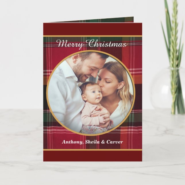 Cartes Pour Fêtes Annuelles Joyeux Noël Famille Photo Happy (Devant)