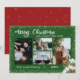 Cartes Pour Fêtes Annuelles Joyeux Noël Famille Photo Neige Hiver Flores