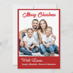 Cartes Pour Fêtes Annuelles Joyeux Noël Famille Photo Rouge moderne