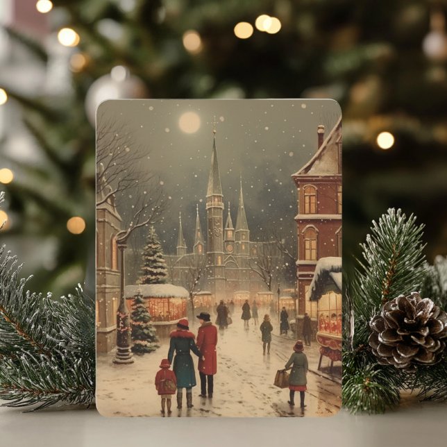 Cartes Pour Fêtes Annuelles Joyeux Noël Famille Rustique  (Créateur téléchargé)