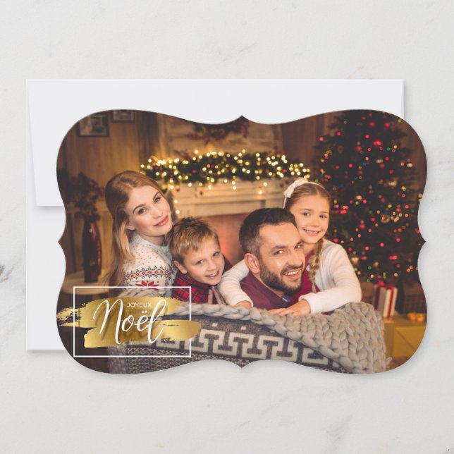 Cartes Pour Fêtes Annuelles Joyeux Noel Fancy Cut Photo (Devant)