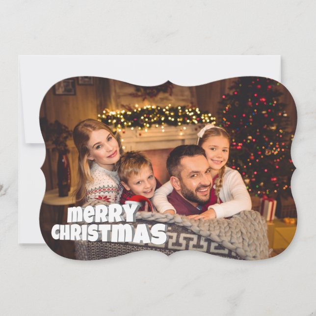 Cartes Pour Fêtes Annuelles Joyeux Noël Fancy Cut Photo Noël (Devant)