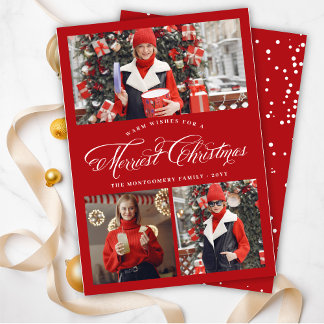 Cartes Pour Fêtes Annuelles Joyeux Noël Fancy Script Photo Collecte Card