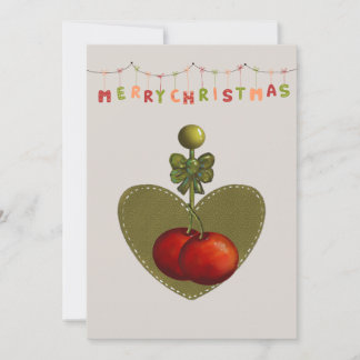 Cartes Pour Fêtes Annuelles Joyeux Noël Fantaisiste Cœur et Boules Rouges Ca