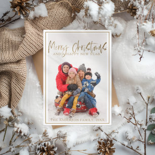Cartes Pour Fêtes Annuelles Joyeux Noël Fausse Calligraphie Or Photo