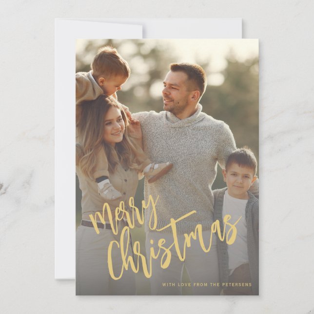 Cartes Pour Fêtes Annuelles Joyeux Noël fausse écriture or (Devant)