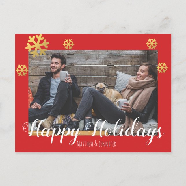 Cartes Pour Fêtes Annuelles Joyeux Noël Faux Gold Snowflakes (Devant)