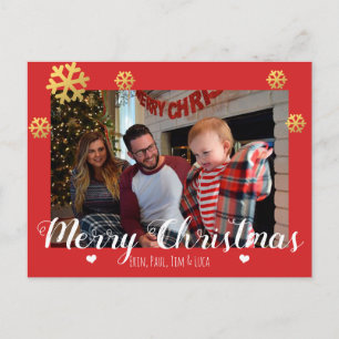 Cartes Pour Fêtes Annuelles Joyeux Noël Faux Gold Snowflakes