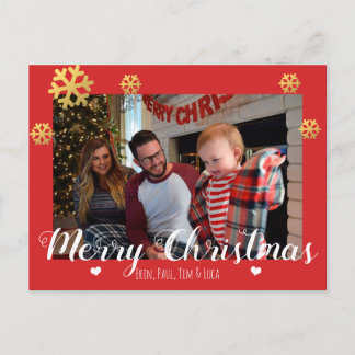 Cartes Pour Fêtes Annuelles Joyeux Noël Faux Gold Snowflakes