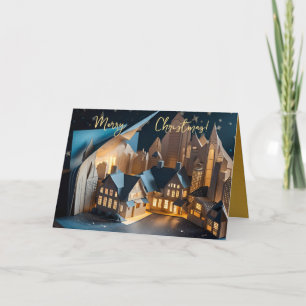 Cartes Pour Fêtes Annuelles Joyeux Noël Faux Pop-up Maisons illuminées C