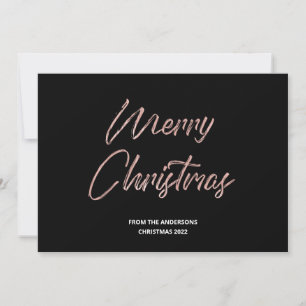 Cartes Pour Fêtes Annuelles Joyeux Noël Faux Rose Gold Foil et noir