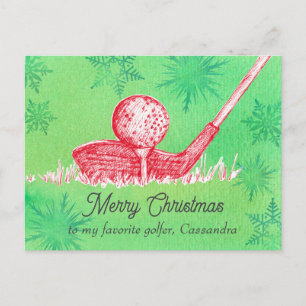 Cartes Pour Fêtes Annuelles Joyeux Noël Favori Golfer Club Nom personnalisé