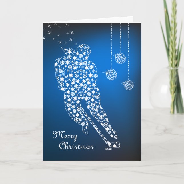 Cartes Pour Fêtes Annuelles Joyeux Noël Femme de Hockey Snowflakes (Devant)