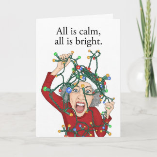 Cartes Pour Fêtes Annuelles Joyeux Noël Femme Frustrée Emmêle des Lumières