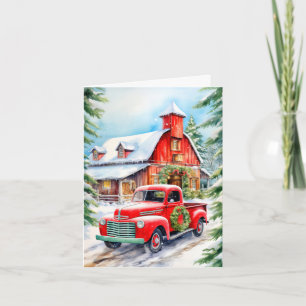 Cartes Pour Fêtes Annuelles Joyeux Noël Ferme Décorative Hivernale