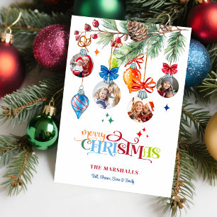Cartes Pour Fêtes Annuelles Joyeux Noël Festif Épicéa & Boules 4 Photo