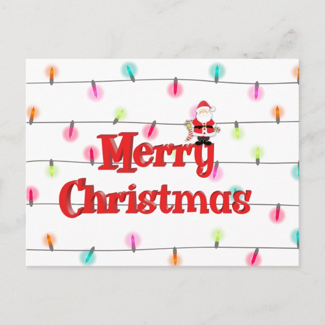 Cartes Pour Fêtes Annuelles Joyeux Noël Festif Lumières de vacances avec Père  (Devant)