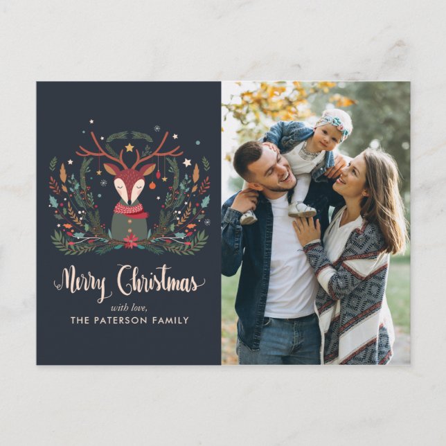 Cartes Pour Fêtes Annuelles "Joyeux Noël" Festive Fête Noël aux Cerfs (Devant)