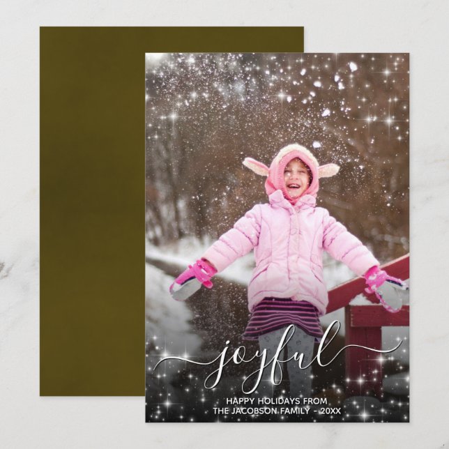 Cartes Pour Fêtes Annuelles Joyeux Noël Festive Stars Photo Overlay Gold (Devant / Derrière)