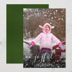 Cartes Pour Fêtes Annuelles Joyeux Noël Festive Stars Photo Overlay Green