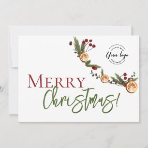 Cartes Pour Fêtes Annuelles Joyeux Noël feuille Oranges wreath Logo personnali