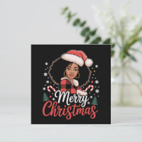 Joyeux Noël Fille Africaine Noire Chapeau de Père