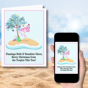 Cartes Pour Fêtes Annuelles Joyeux Noël Flamant Rose Île Tropicale