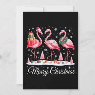 Cartes Pour Fêtes Annuelles Joyeux Noël Flamant Rose Lumière Chapeau de Père N