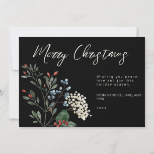 Cartes Pour Fêtes Annuelles Joyeux Noël Fleur Black