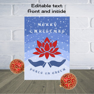 Cartes Pour Fêtes Annuelles Joyeux Noël fleur de lotus bleu paisible