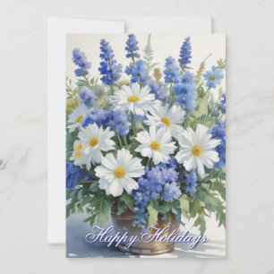 Cartes Pour Fêtes Annuelles Joyeux Noël Fleurs Aquarelle Joyeuses Fêtes