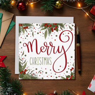 Cartes Pour Fêtes Annuelles Joyeux Noël Fleurs de Fête de Fin d'Année