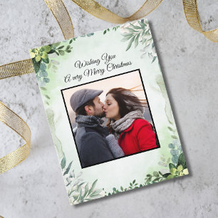 Cartes Pour Fêtes Annuelles Joyeux Noël Fleurs Photo Élégant 