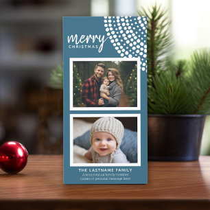 Cartes Pour Fêtes Annuelles Joyeux Noël Flocon de neige bleu - 2 Photos