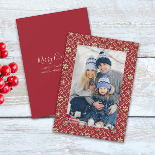 Cartes Pour Fêtes Annuelles Joyeux Noël Flocon de neige Elegant Rouge 1 Photo