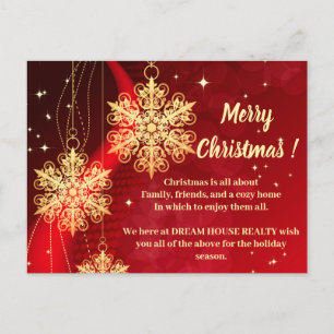 Cartes Pour Fêtes Annuelles Joyeux Noël Flocon de neige Immobilier