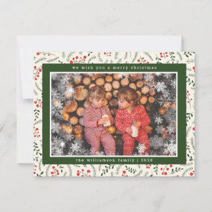Cartes Pour Fêtes Annuelles Joyeux Noël Flocon de neige rustique Photo Fêtes 