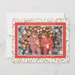 Cartes Pour Fêtes Annuelles Joyeux Noël Flocon de neige rustique Photo Fêtes