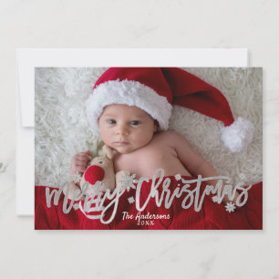 Cartes Pour Fêtes Annuelles JOYEUX NOËL Flocons de neige argentés Photo modern