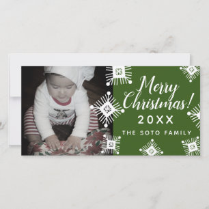 Cartes Pour Fêtes Annuelles Joyeux Noël Flocons de Neige Bébé Photo