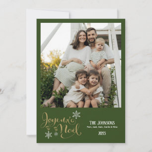 Cartes Pour Fêtes Annuelles Joyeux Noel Flocons de Neige Vert Carreaux 