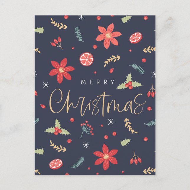 Cartes Pour Fêtes Annuelles Joyeux Noël Floral Amusant (Devant)