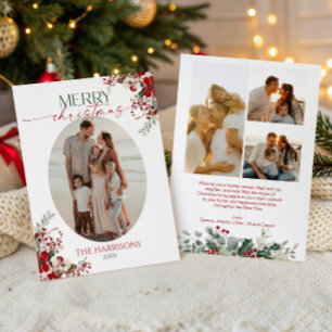 Cartes Pour Fêtes Annuelles Joyeux Noël Floral Minimaliste Photo Noël