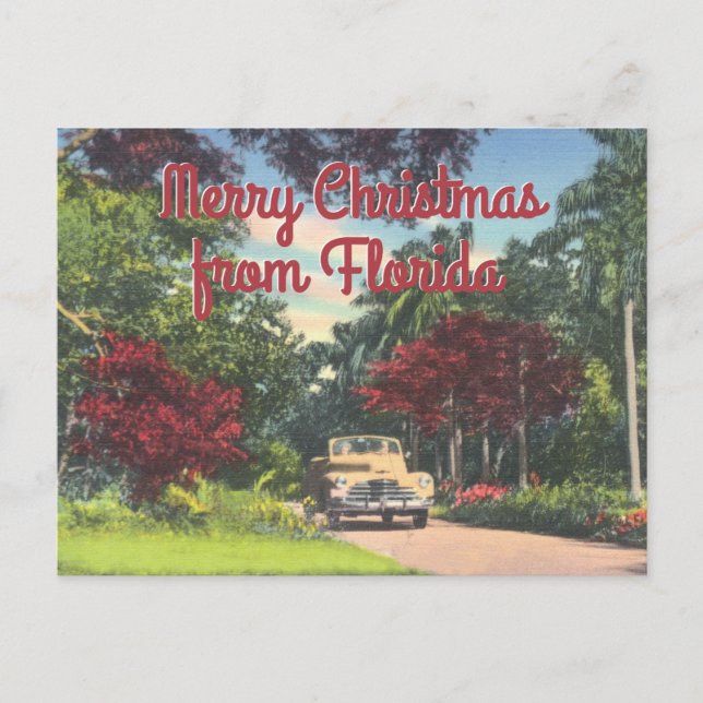 Cartes Pour Fêtes Annuelles Joyeux Noël Floride Salutation Vintage (Devant)