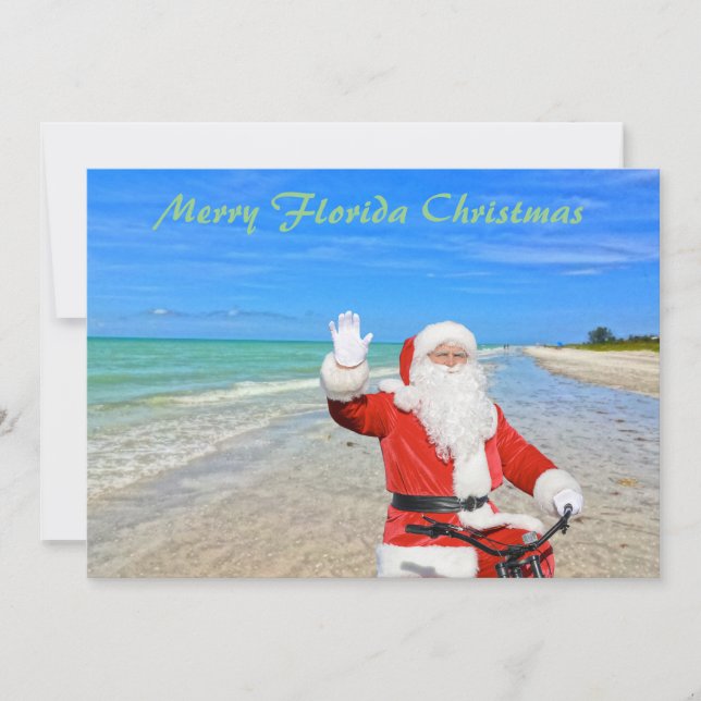 Cartes Pour Fêtes Annuelles Joyeux Noël Floride Sanibel Island Beach Père Noël (Devant)