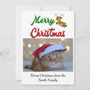 Cartes Pour Fêtes Annuelles Joyeux Noël Flying Reindeer script photo